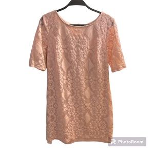 Madison Leigh Pink Lace Knee Length Women’s Dress, Size 8